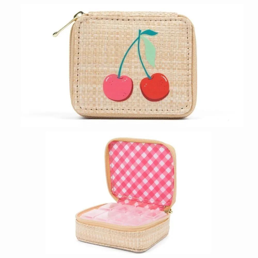 🔹️NWT Miamica Cherry Raffia Pill Organizer Travel Case